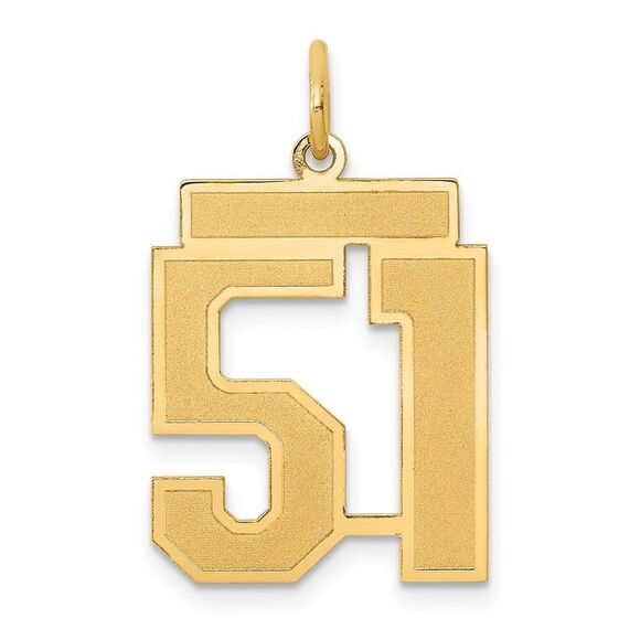 14k Yellow Gold Jersey Collection Medium Number 51 Pendant